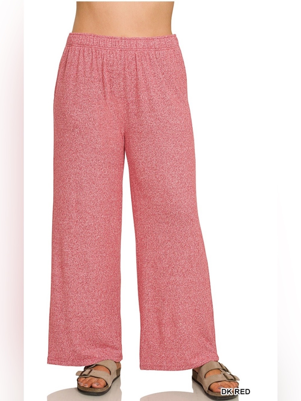 NEW!Plus Size Dark Red Plus soft melange short sleeve tee & long pants set SZ 1X - Picture 4 of 7